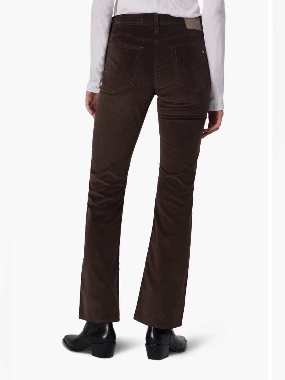rag & bone Dark Brown Corduroy Pants - Peyton Mid-Rise Full Length Bootcut - Picture 2 of 8